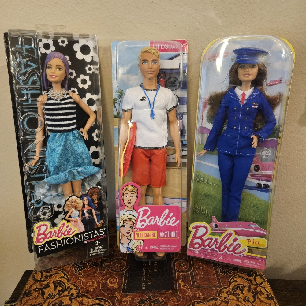 Barbie and Ken "You Can Be Anything" Dolls, Set of 3, In Original Unopened Boxes